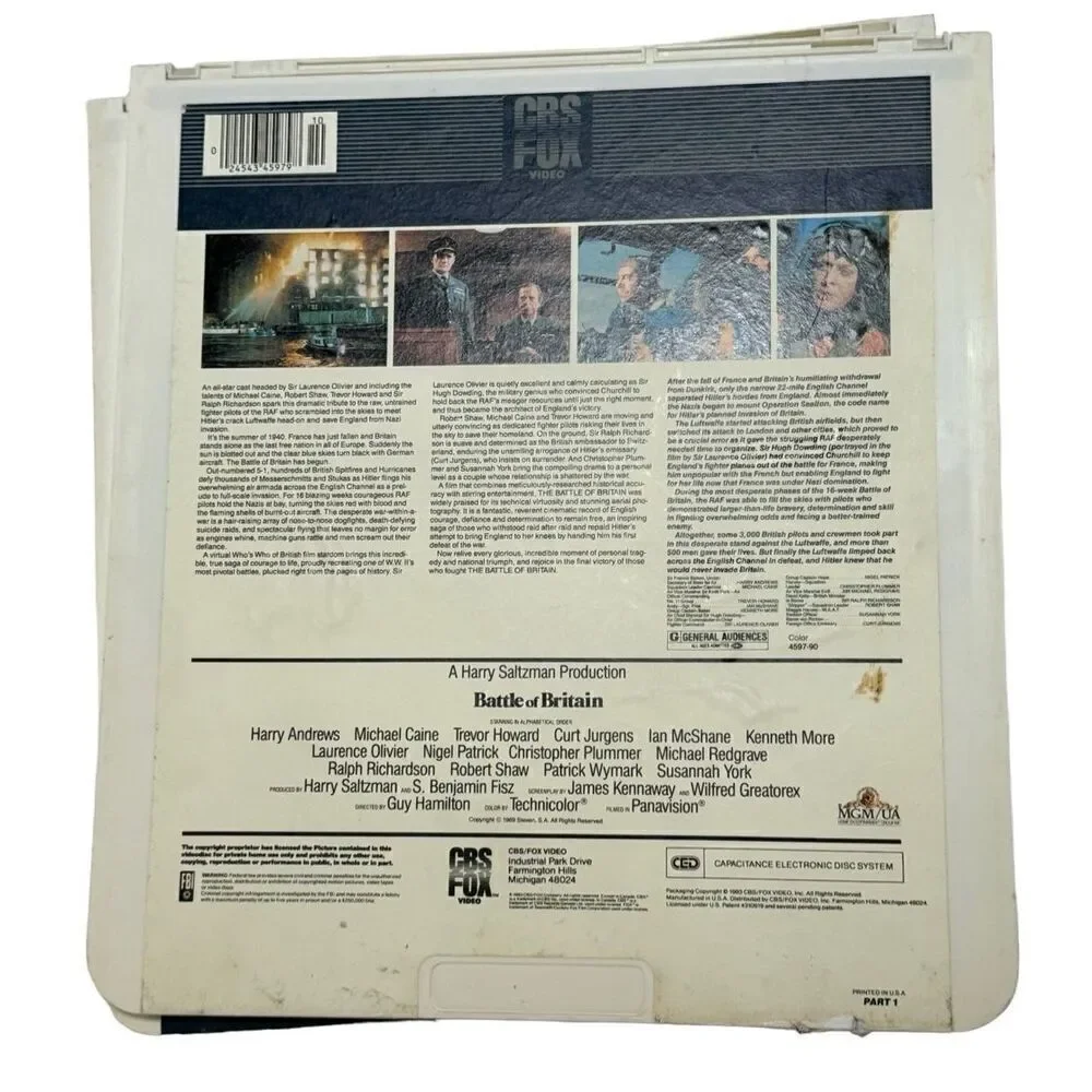 1969 Battle of Britain - 2 CED CBS Fox Videodisc Movie Part I & II ( 1 & 2 )